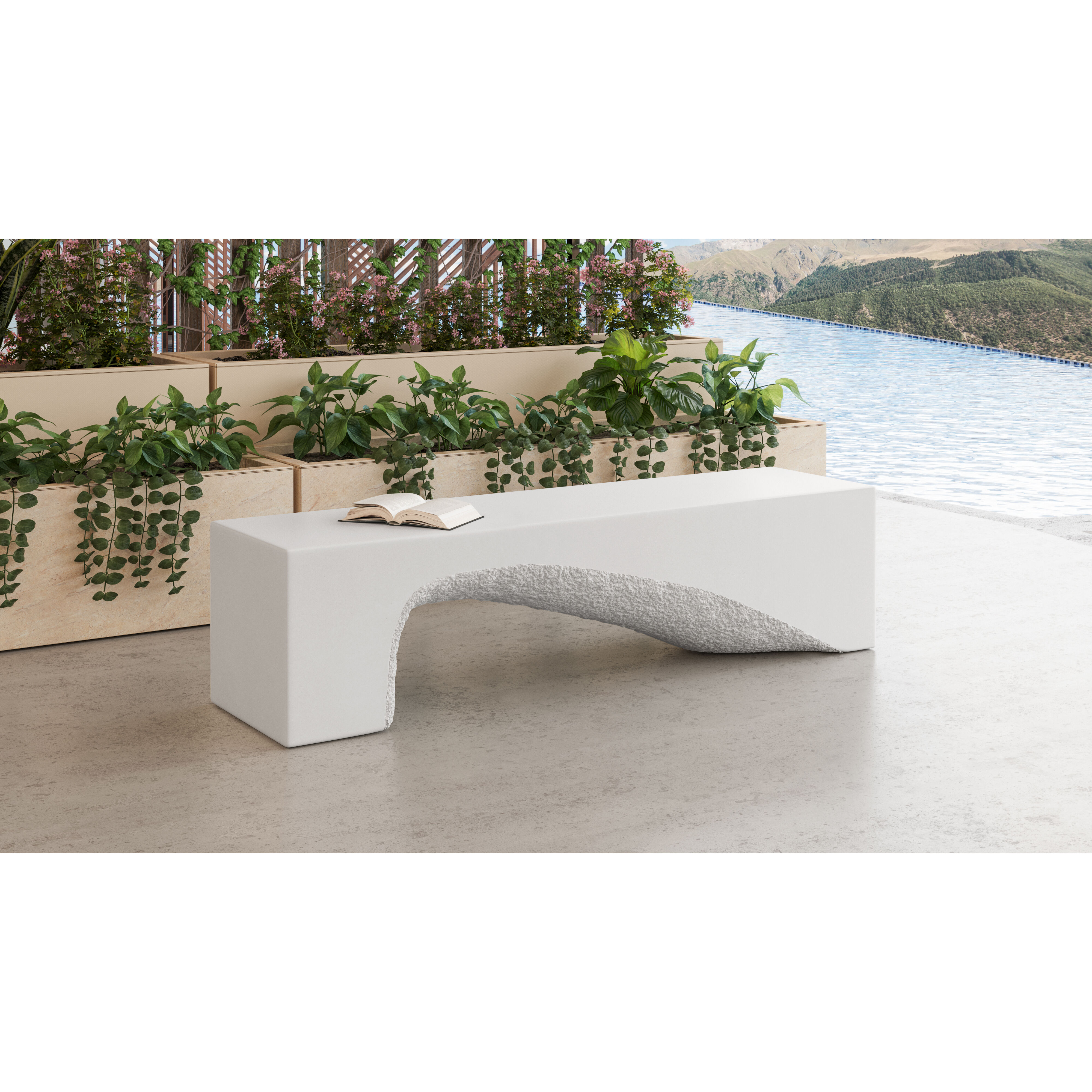 Soma White Outdoor Bench